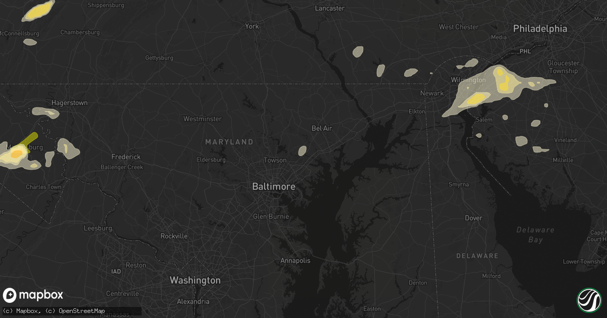Hail map in Perry Hall, MD on August 27, 2026