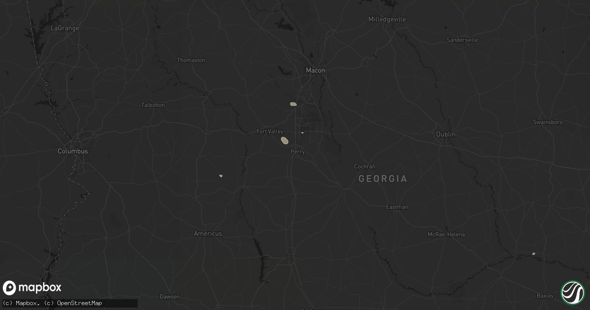 Hail map in Perry, GA on August 27, 2026