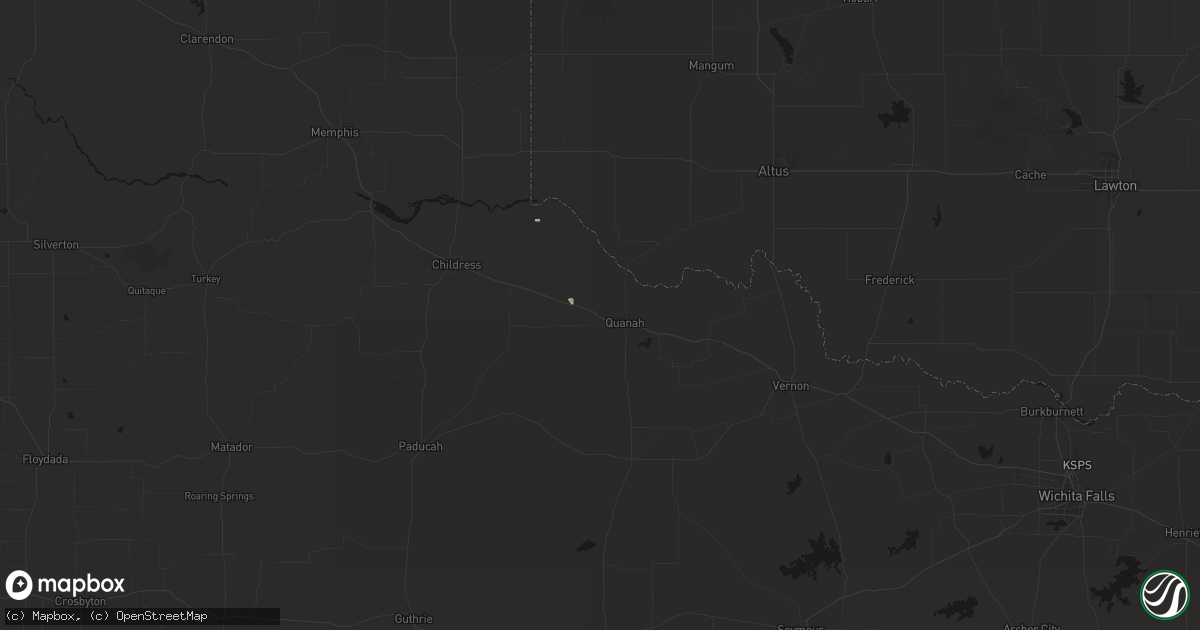 Hail map in Quanah, TX on August 27, 2026