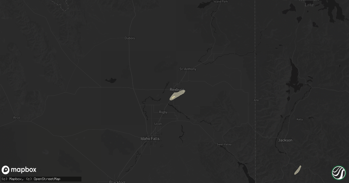 Hail map in Rexburg, ID on August 27, 2026