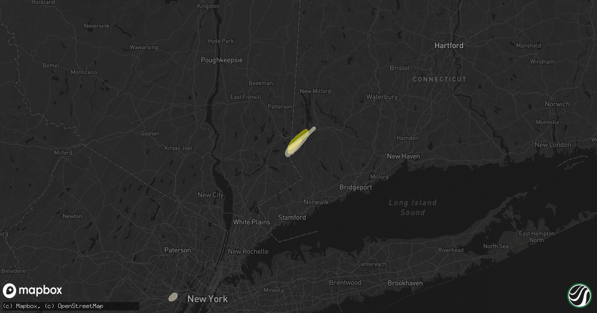Hail map in Ridgefield, CT on August 27, 2026