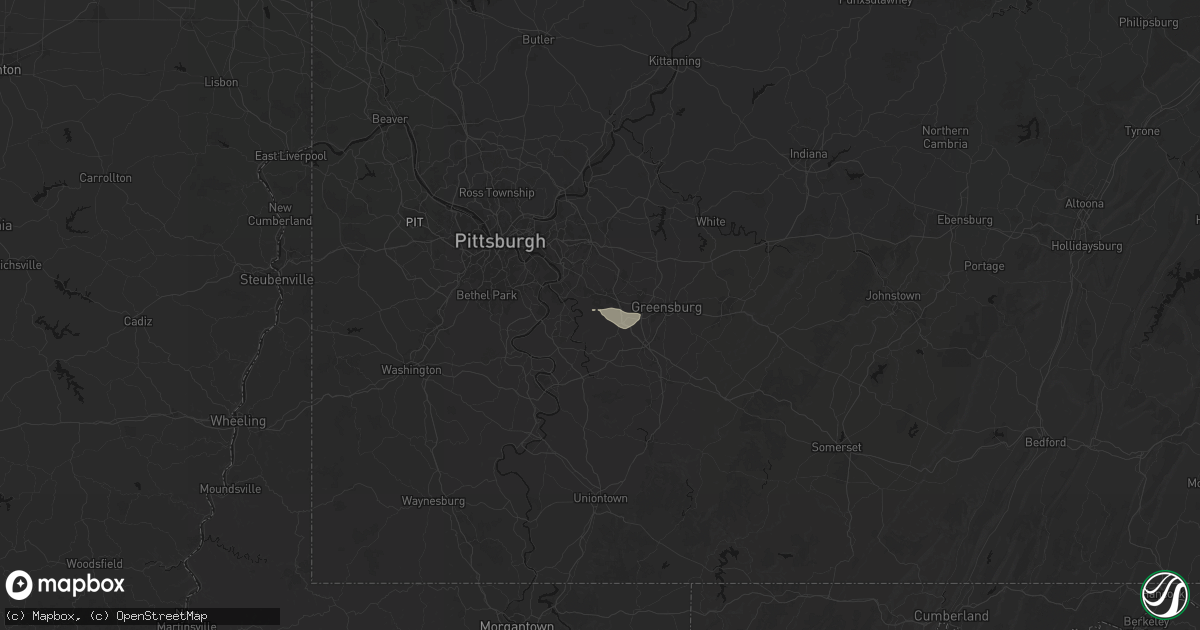 Hail map in Rillton, PA on August 27, 2026