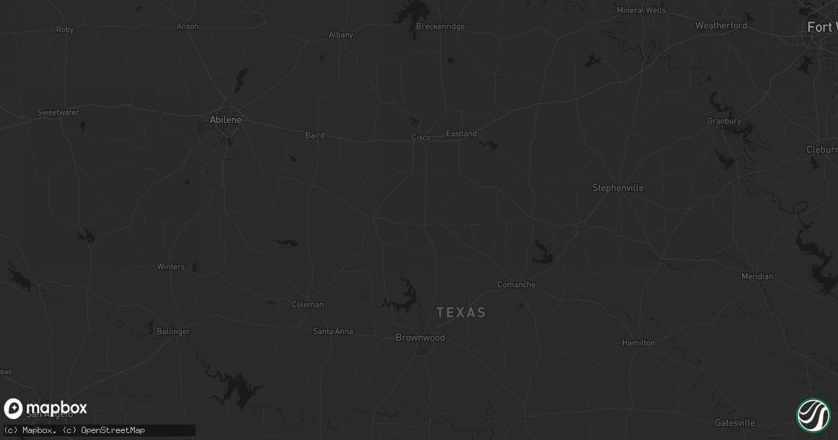Hail map in Rising Star, TX on August 27, 2026