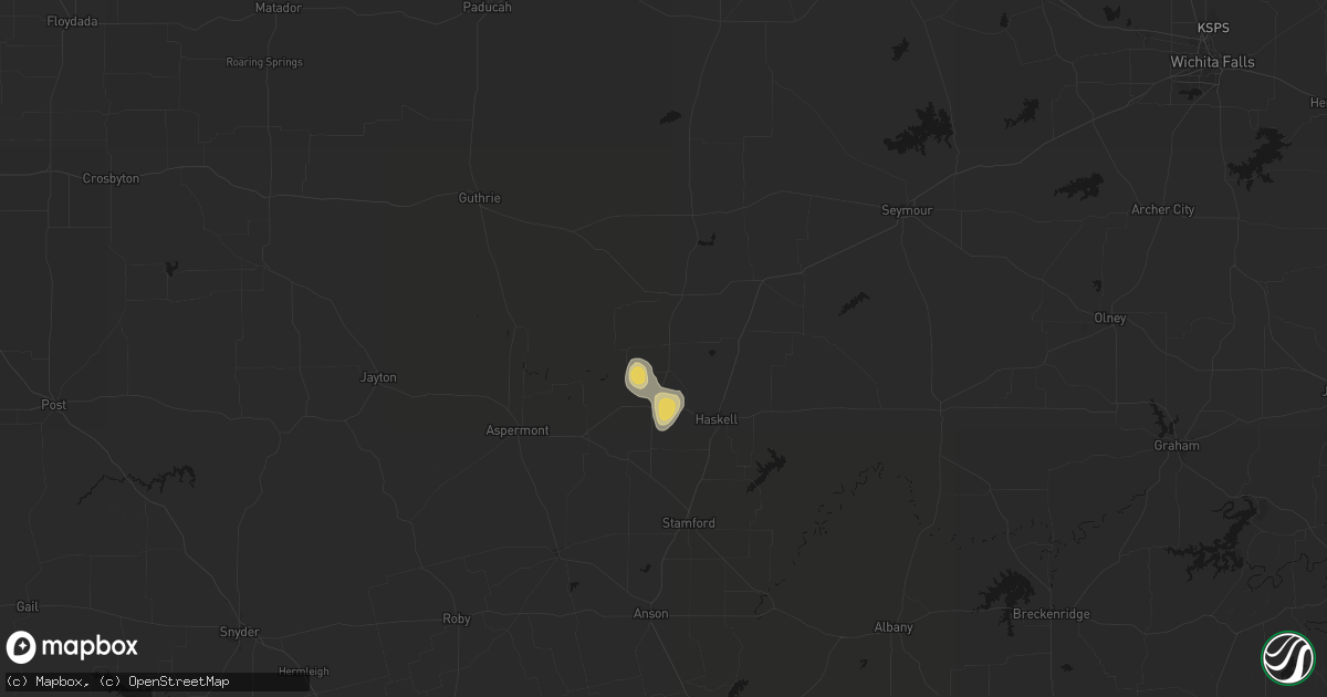 Hail map in Rochester, TX on August 27, 2026