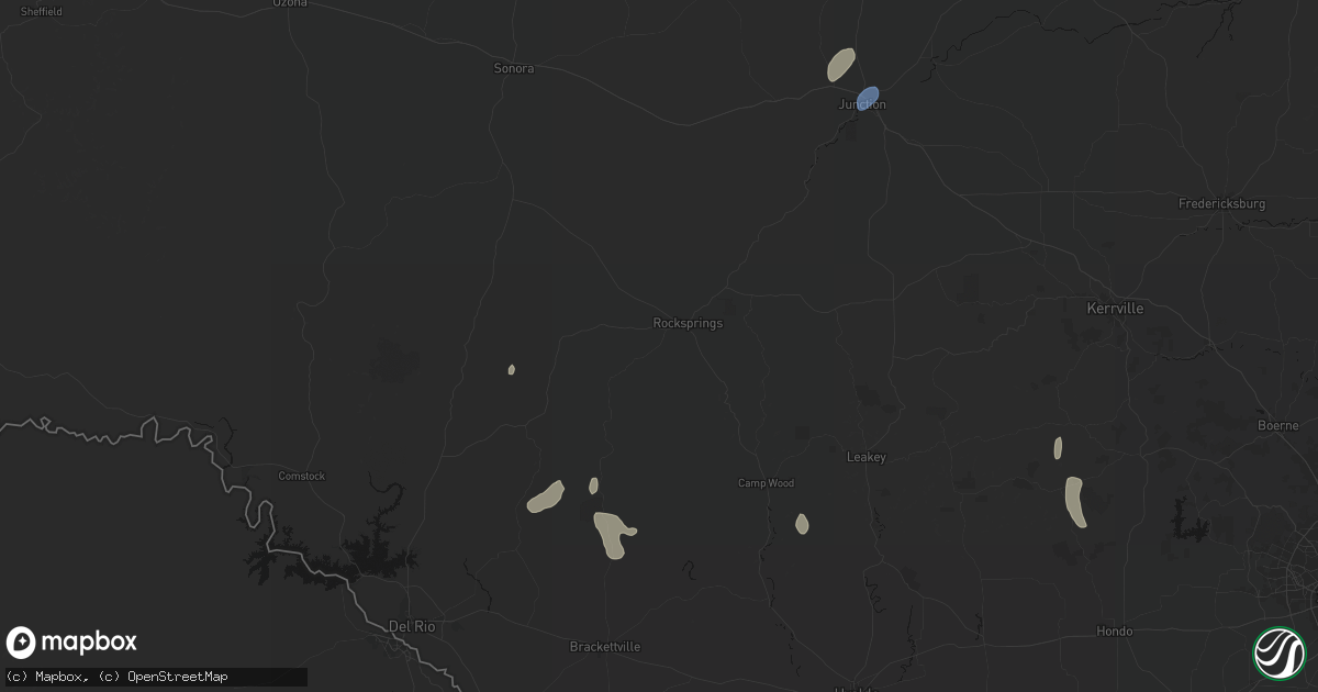Hail map in Rocksprings, TX on August 27, 2026