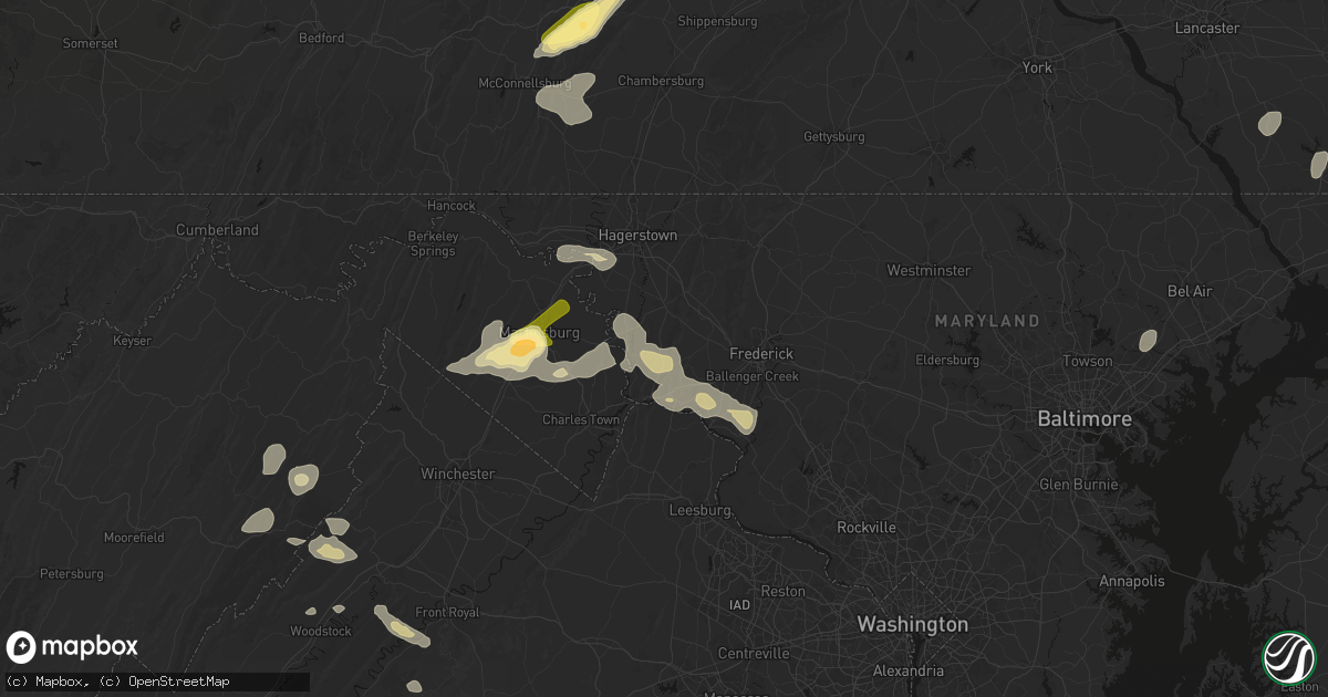 Hail map in Rohrersville, MD on August 27, 2026
