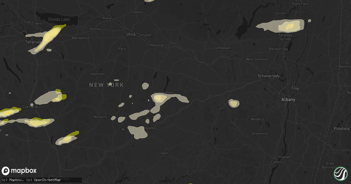 Hail map in Roseboom, NY on August 27, 2026