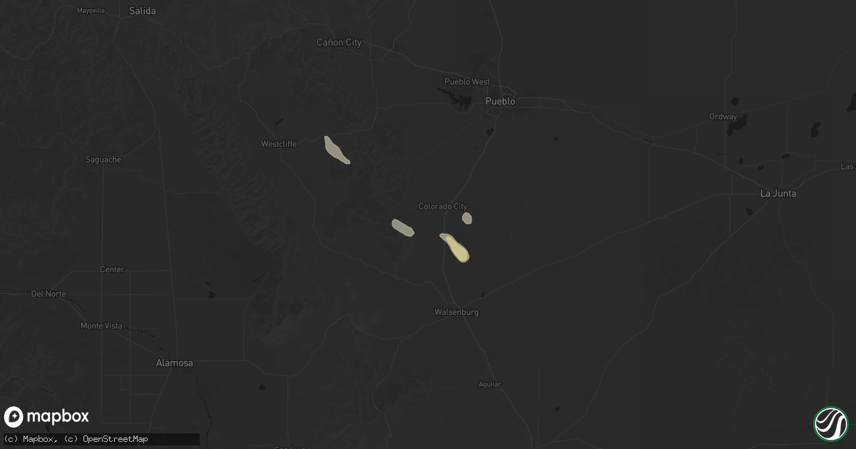 Hail map in Rye, CO on August 27, 2026