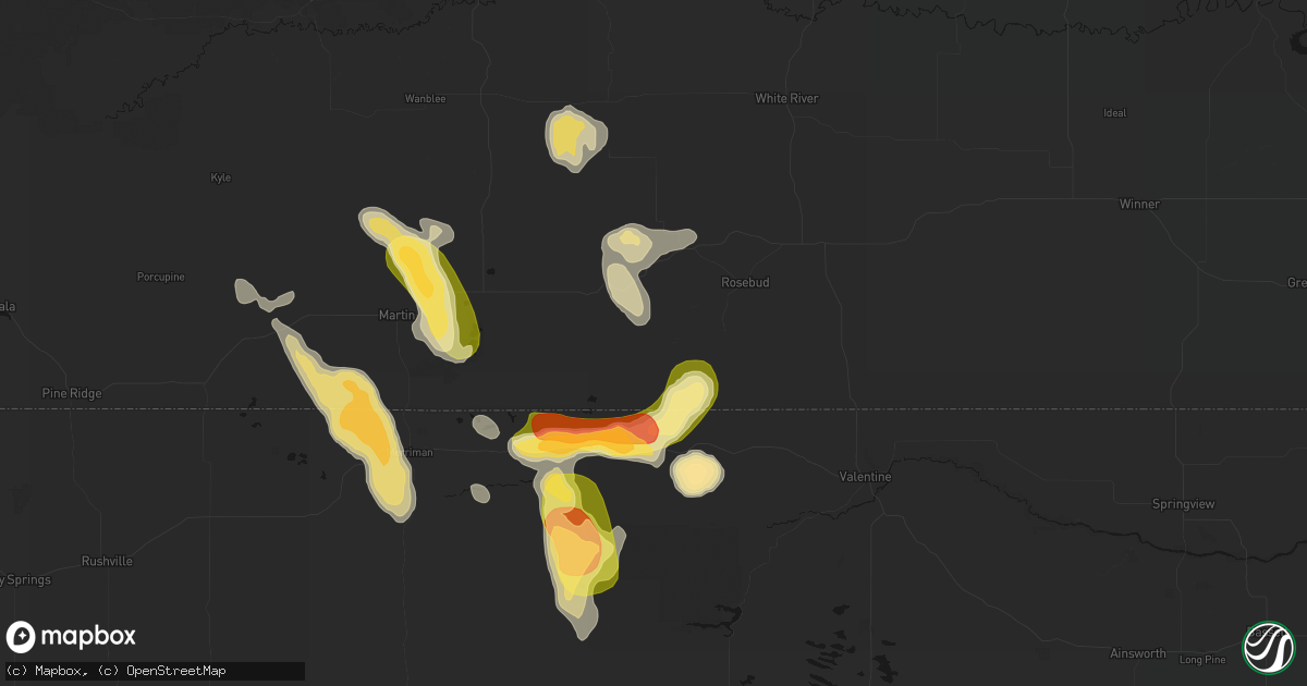 Hail map in Saint Francis, SD on August 27, 2026