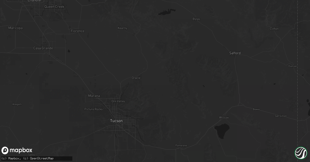 Hail map in San Manuel, AZ on August 27, 2026