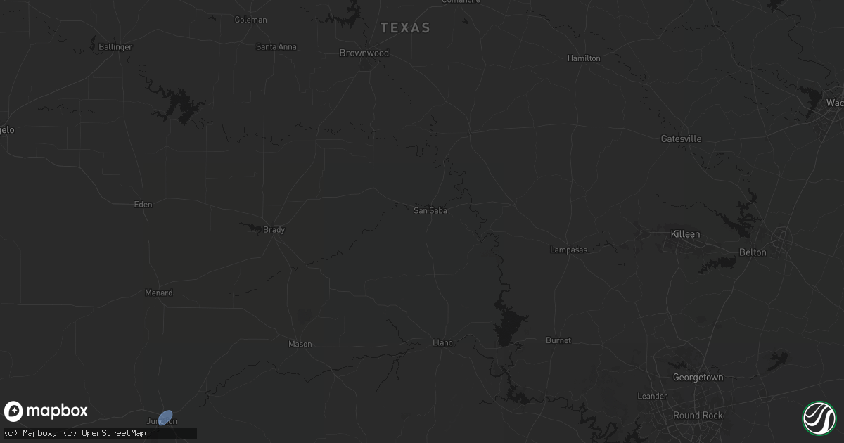 Hail map in San Saba, TX on August 27, 2026