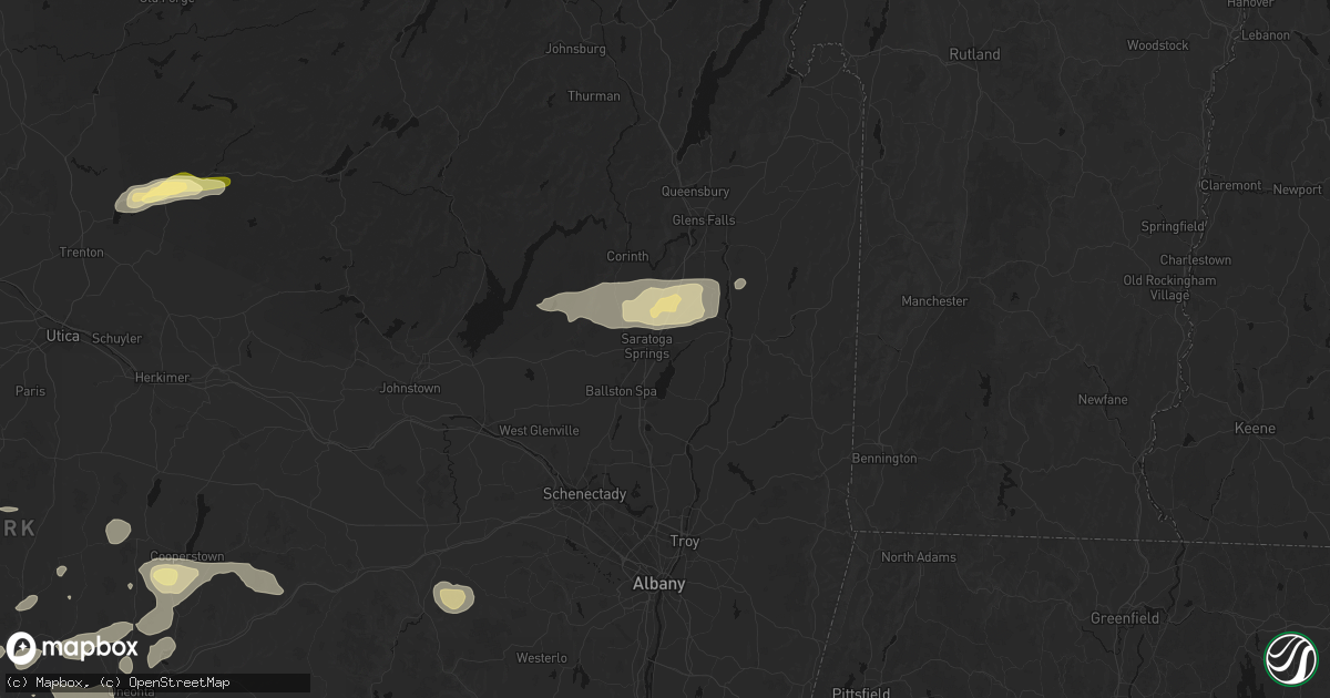 Hail map in Saratoga Springs, NY on August 27, 2026
