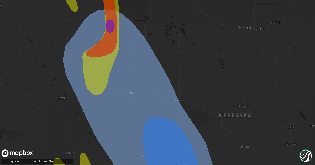 Hail map in Seneca, NE on August 27, 2026