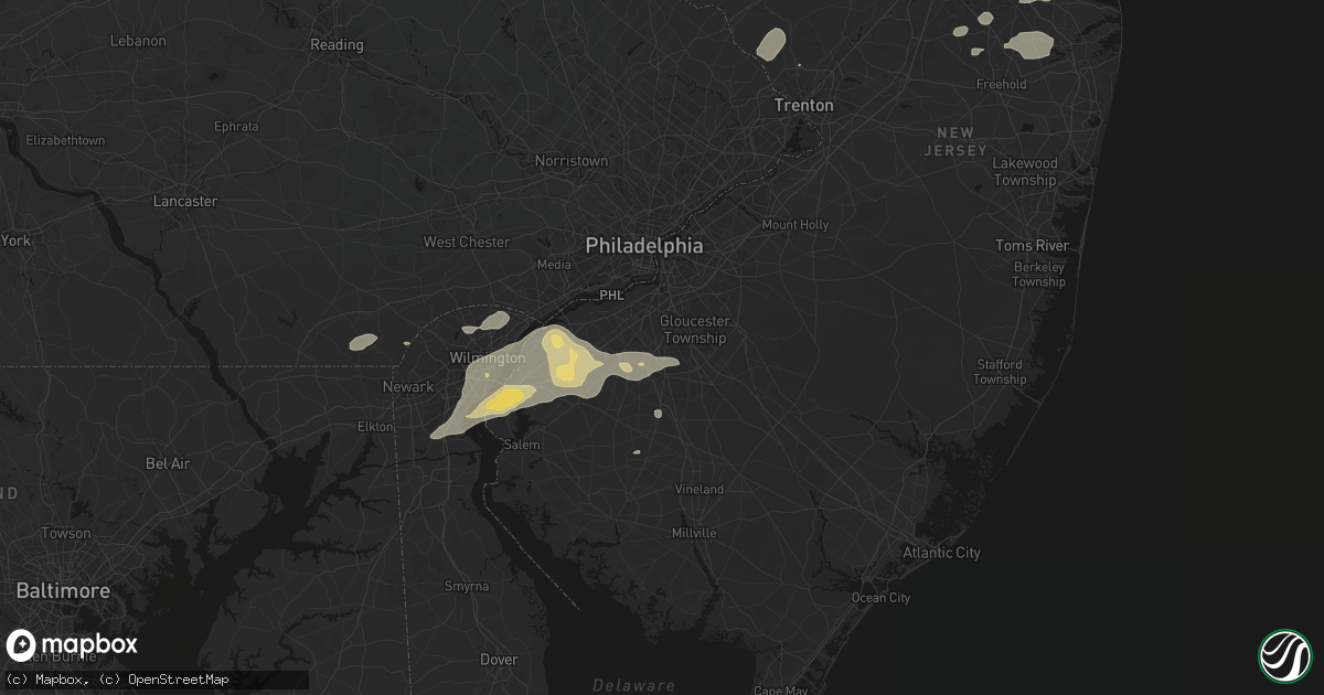 Hail map in Sewell, NJ on August 27, 2026