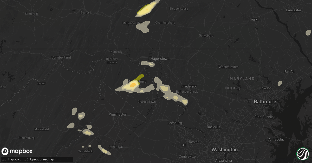 Hail map in Sharpsburg, MD on August 27, 2026