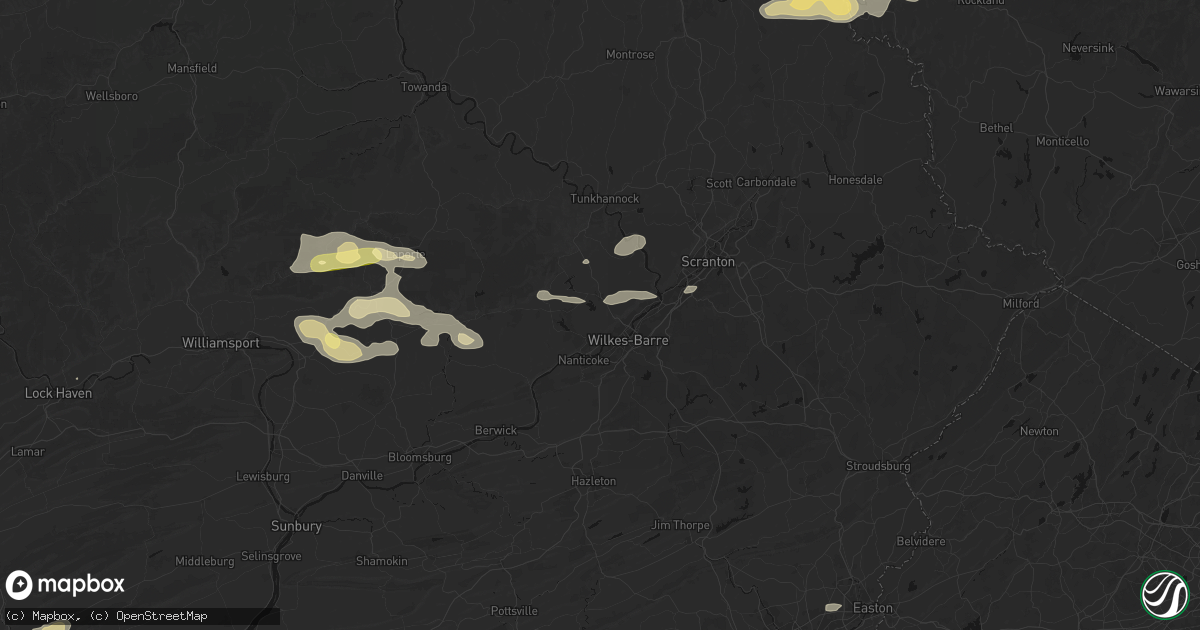Hail map in Shavertown, PA on August 27, 2026