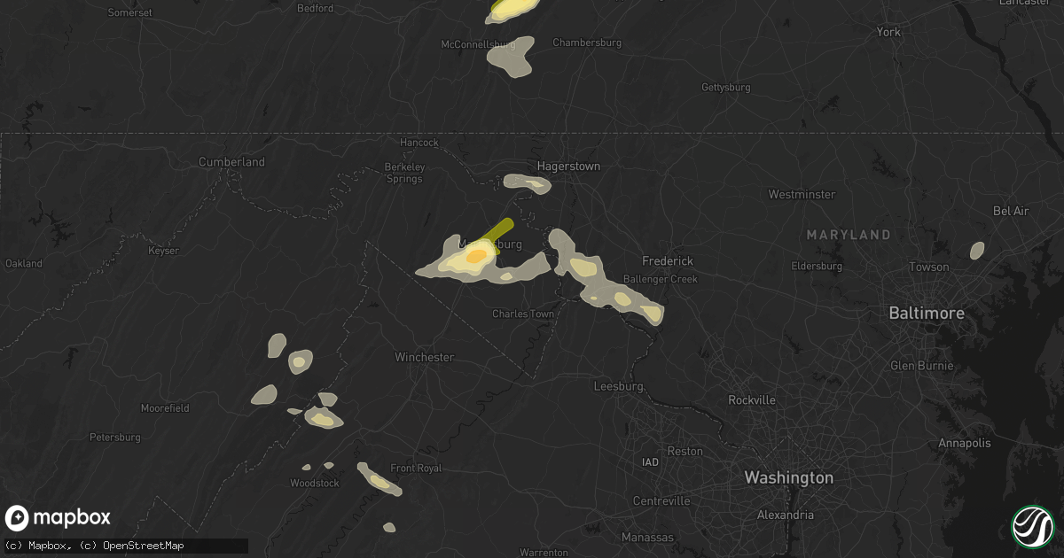 Hail map in Shenandoah Junction, WV on August 27, 2026