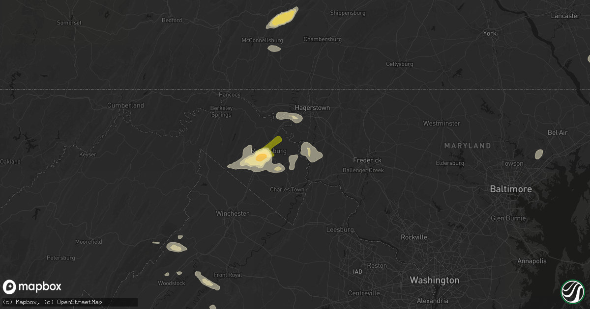 Hail map in Shepherdstown, WV on August 27, 2026