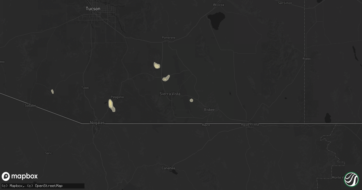 Hail map in Sierra Vista, AZ on August 27, 2026