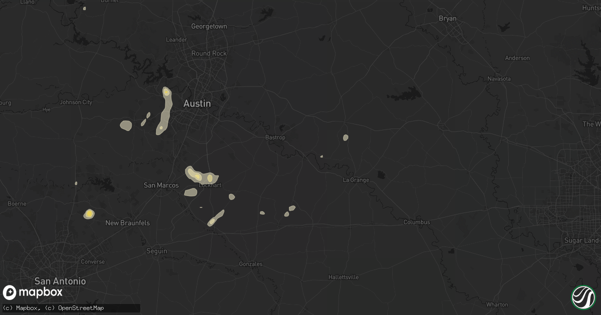 Hail map in Smithville, TX on August 27, 2026