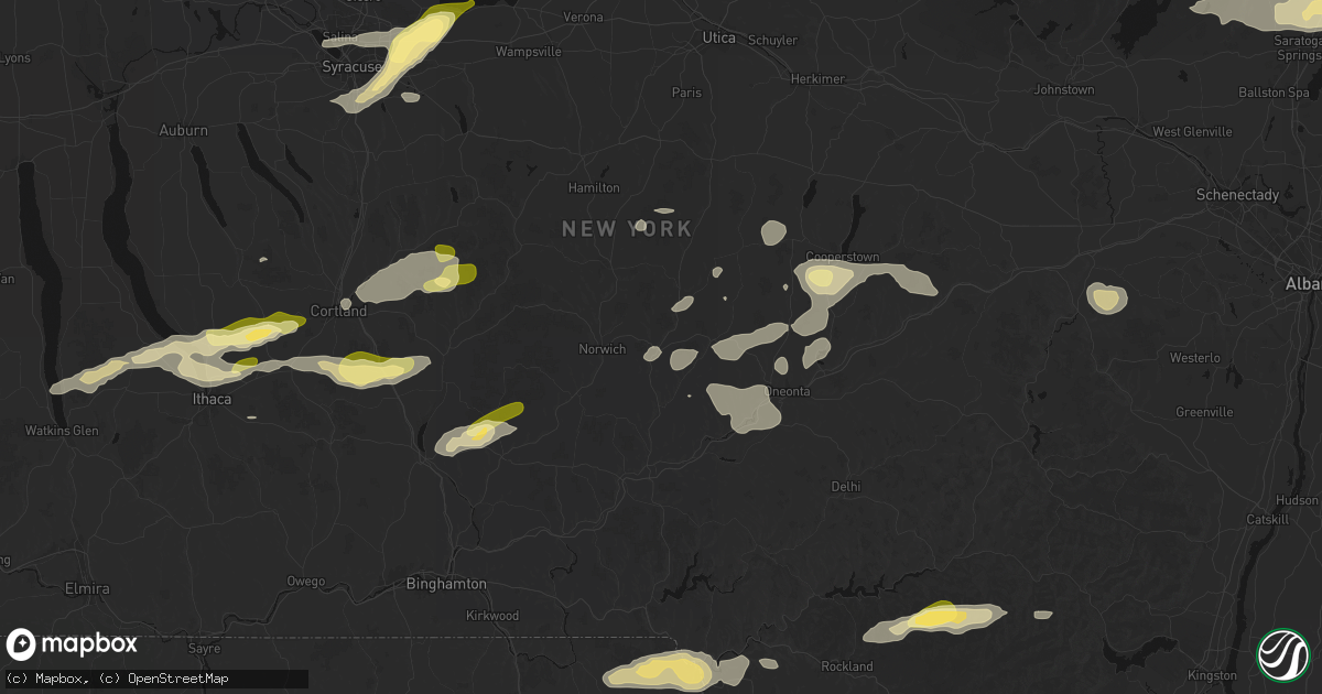 Hail map in South New Berlin, NY on August 27, 2026
