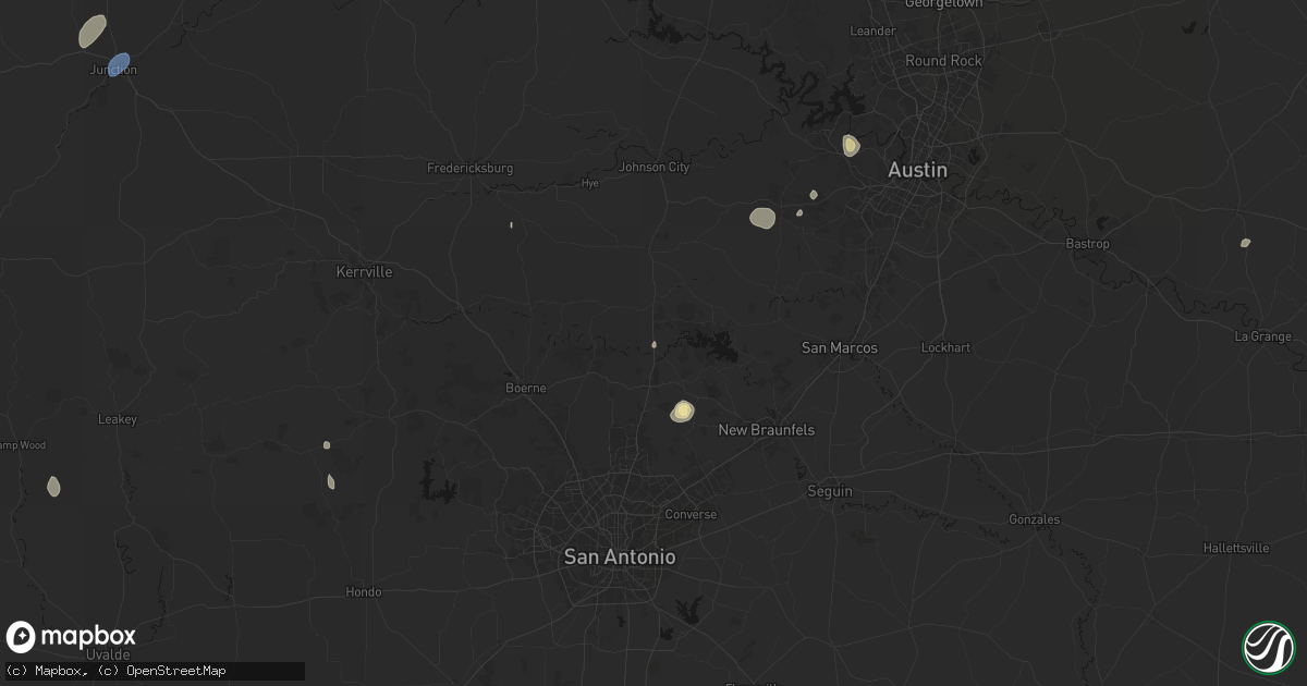 Hail map in Spring Branch, TX on August 27, 2026