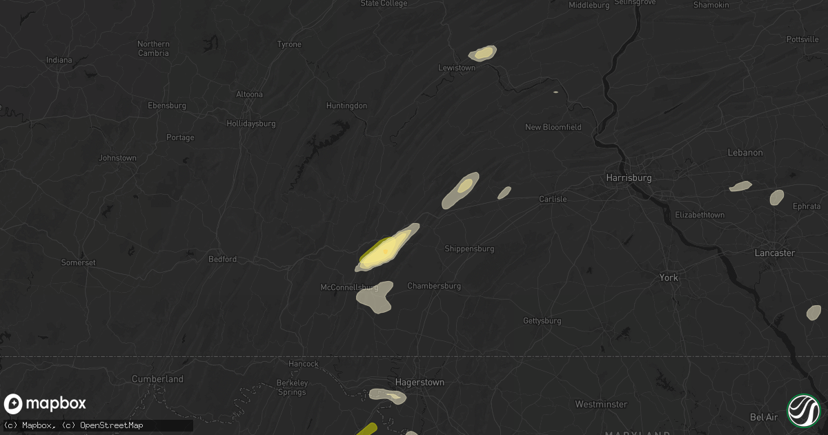 Hail map in Spring Run, PA on August 27, 2026
