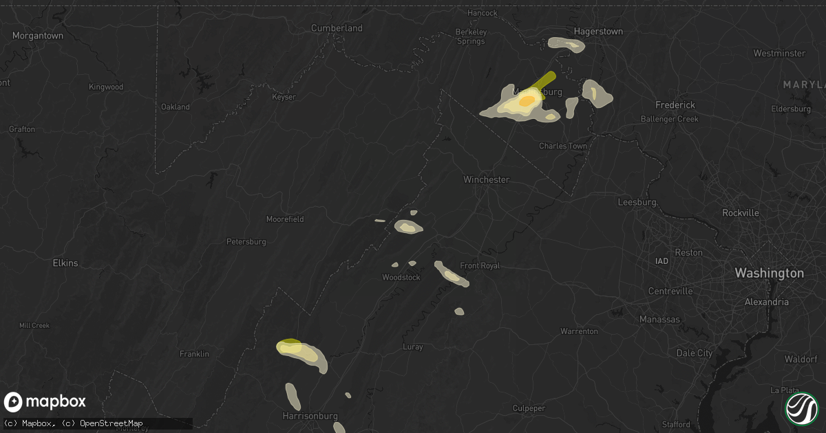 Hail map in Star Tannery, VA on August 27, 2026