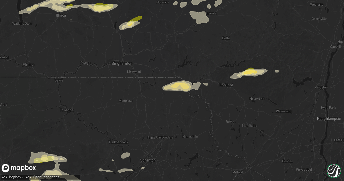 Hail map in Starrucca, PA on August 27, 2026