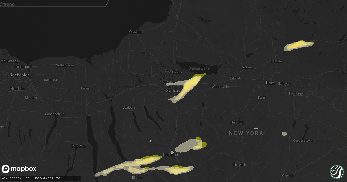 Hail map in Syracuse, NY on August 27, 2026