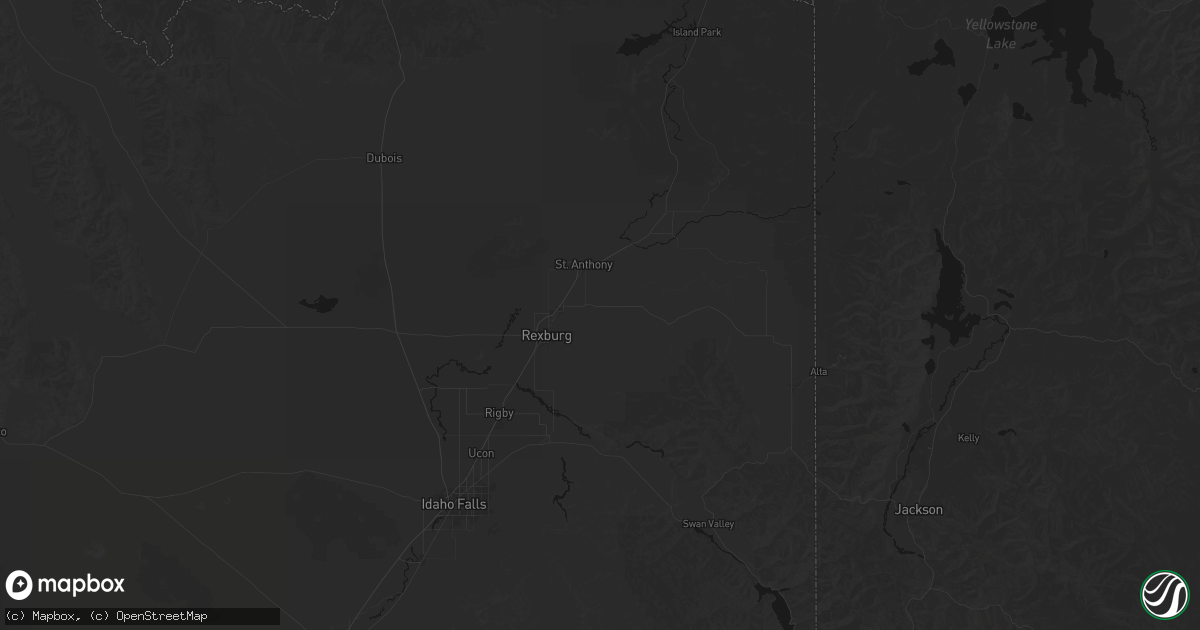 Hail map in Teton, ID on August 27, 2026