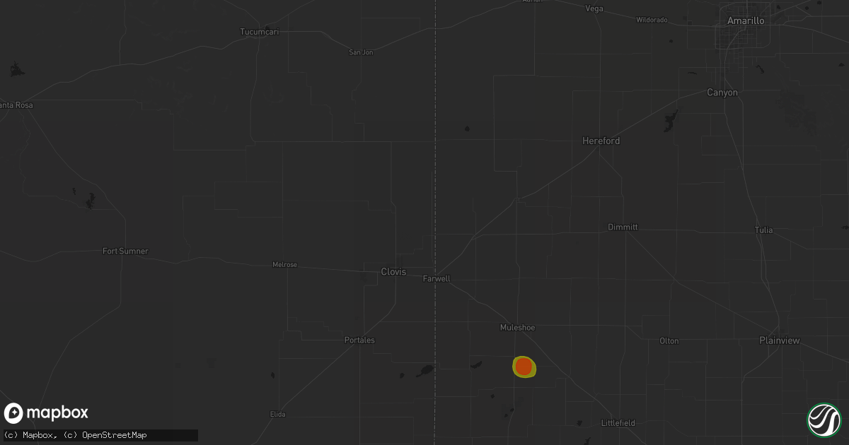 Hail map in Texico, NM on August 27, 2026