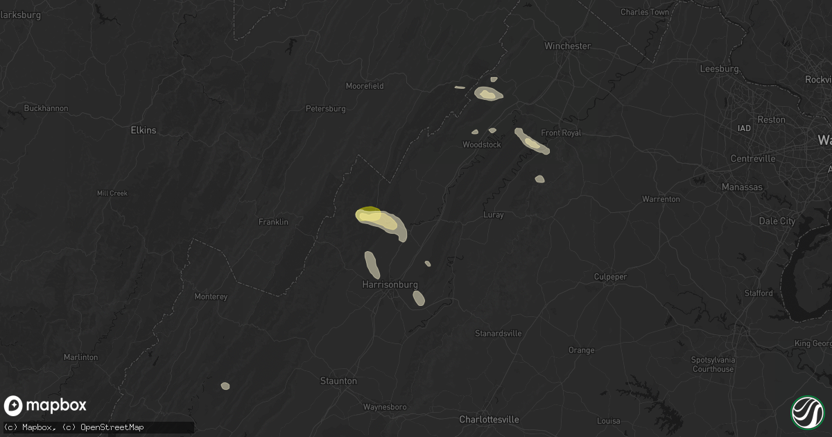 Hail map in Timberville, VA on August 27, 2026