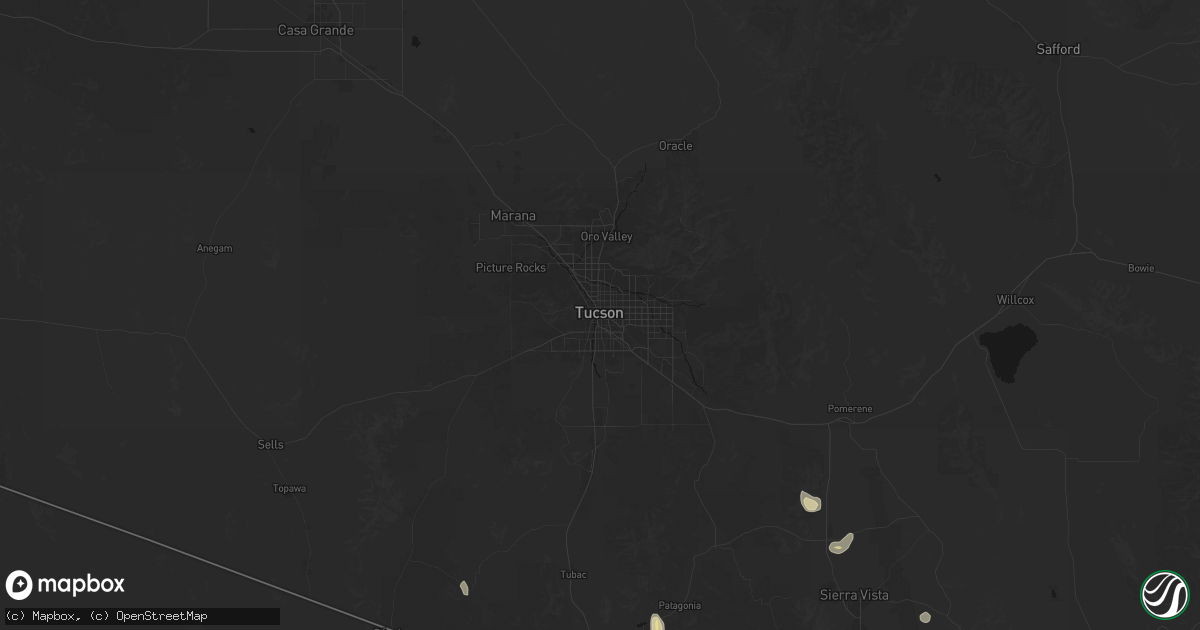 Hail map in Tucson, AZ on August 27, 2026
