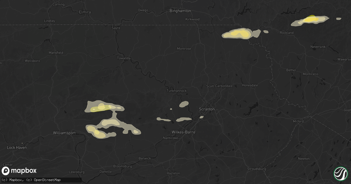Hail map in Tunkhannock, PA on August 27, 2026