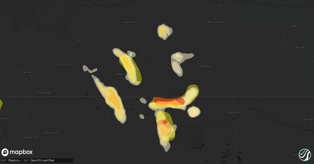 Hail map in Tuthill, SD on August 27, 2026