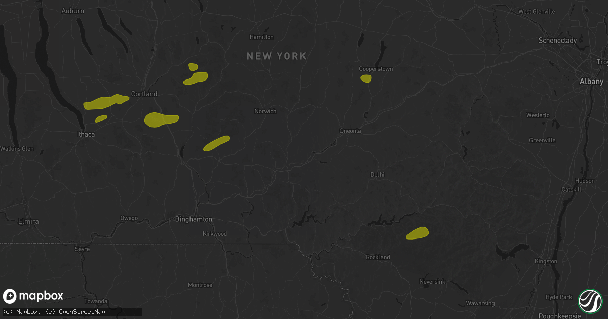 Hail map in Unadilla, NY on August 27, 2026