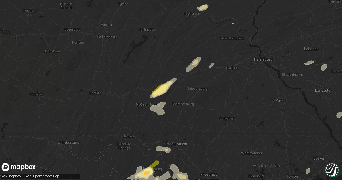 Hail map in Upperstrasburg, PA on August 27, 2026
