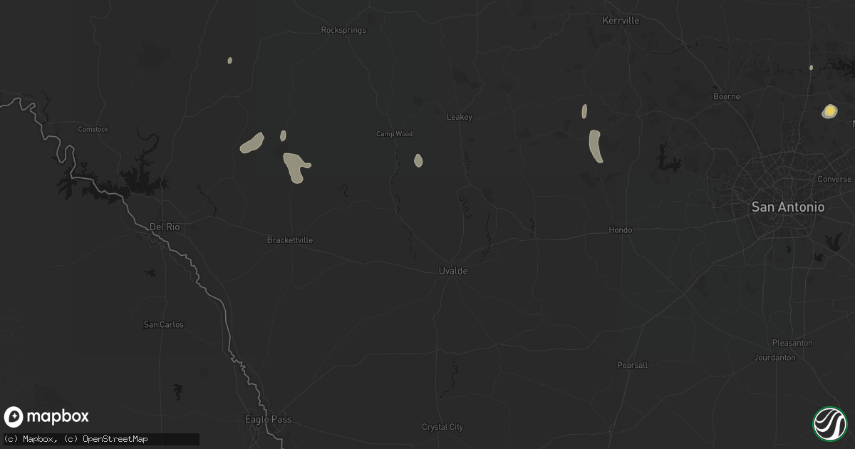 Hail map in Uvalde, TX on August 27, 2026