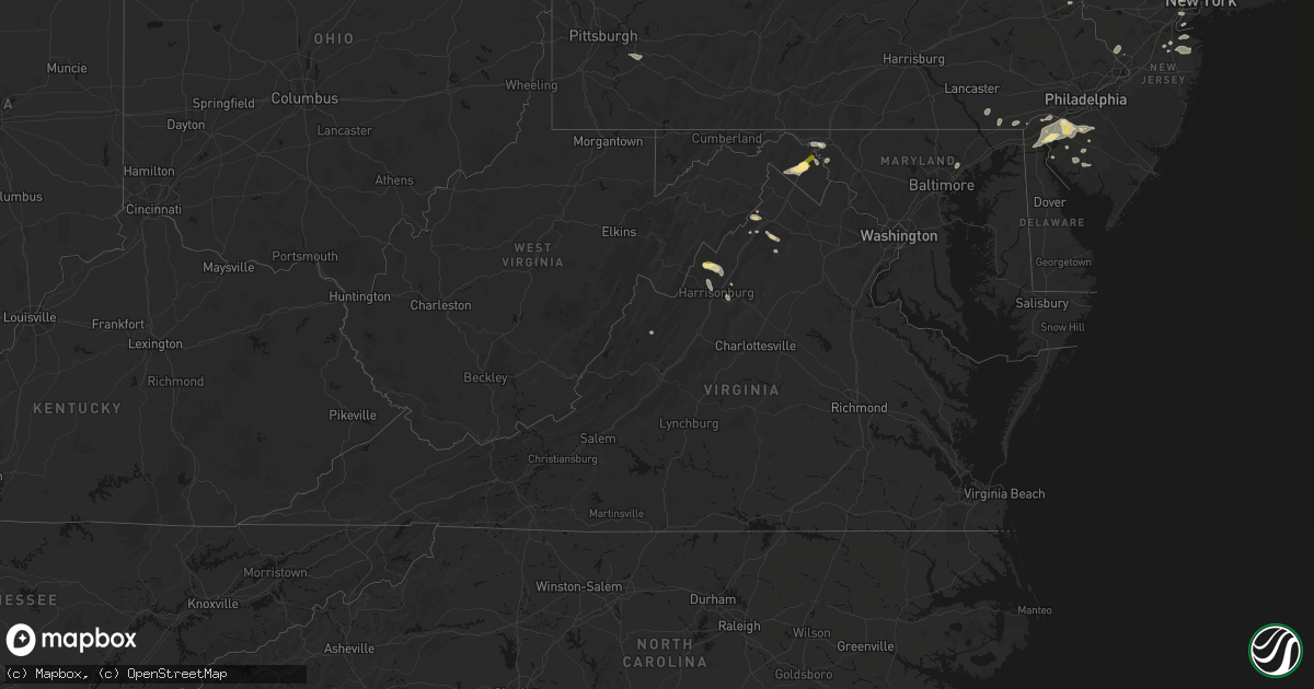 Hail map in Virginia on August 27, 2026