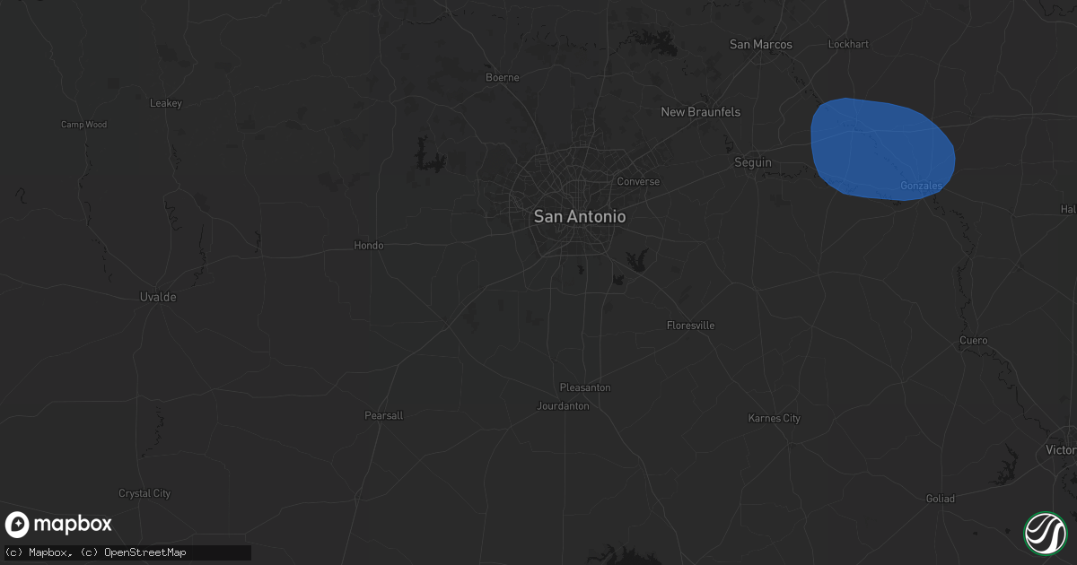 Hail map in Von Ormy, TX on August 27, 2026