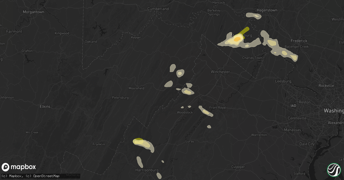 Hail map in Wardensville, WV on August 27, 2026