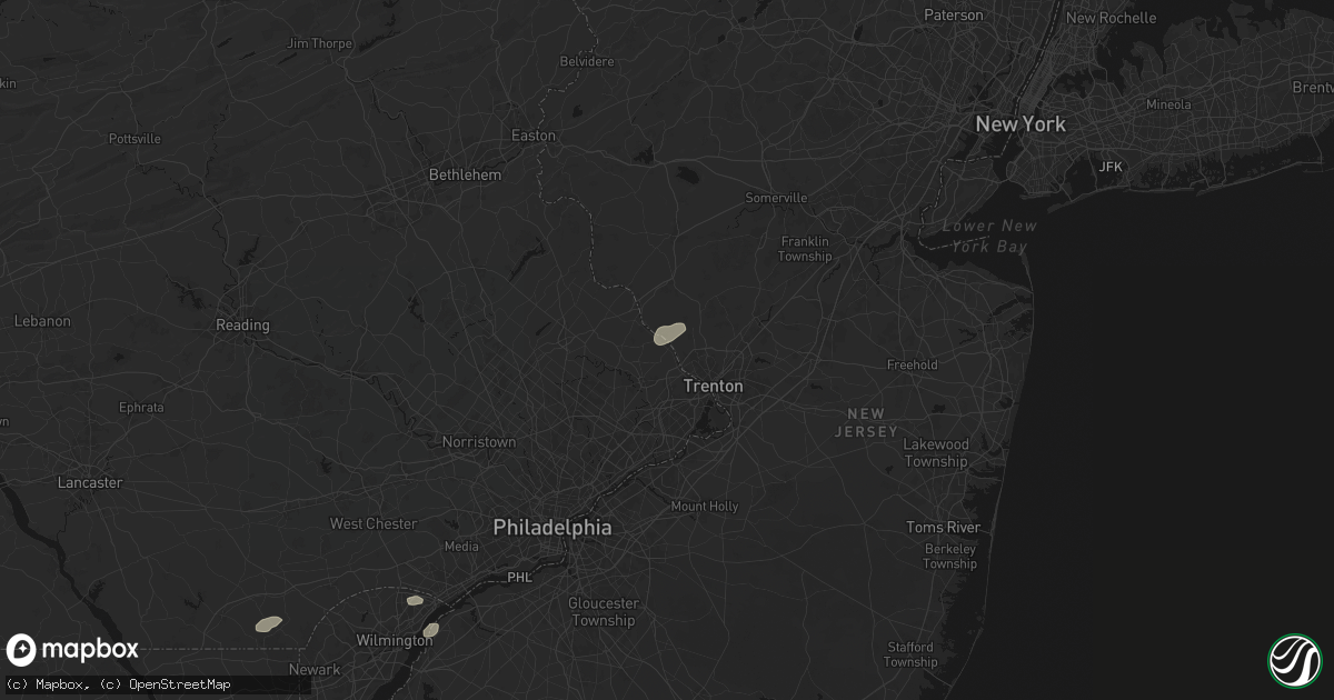 Hail map in Washington Crossing, PA on August 27, 2026