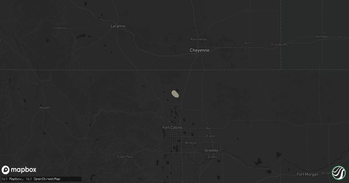Hail map in Wellington, CO on August 27, 2026