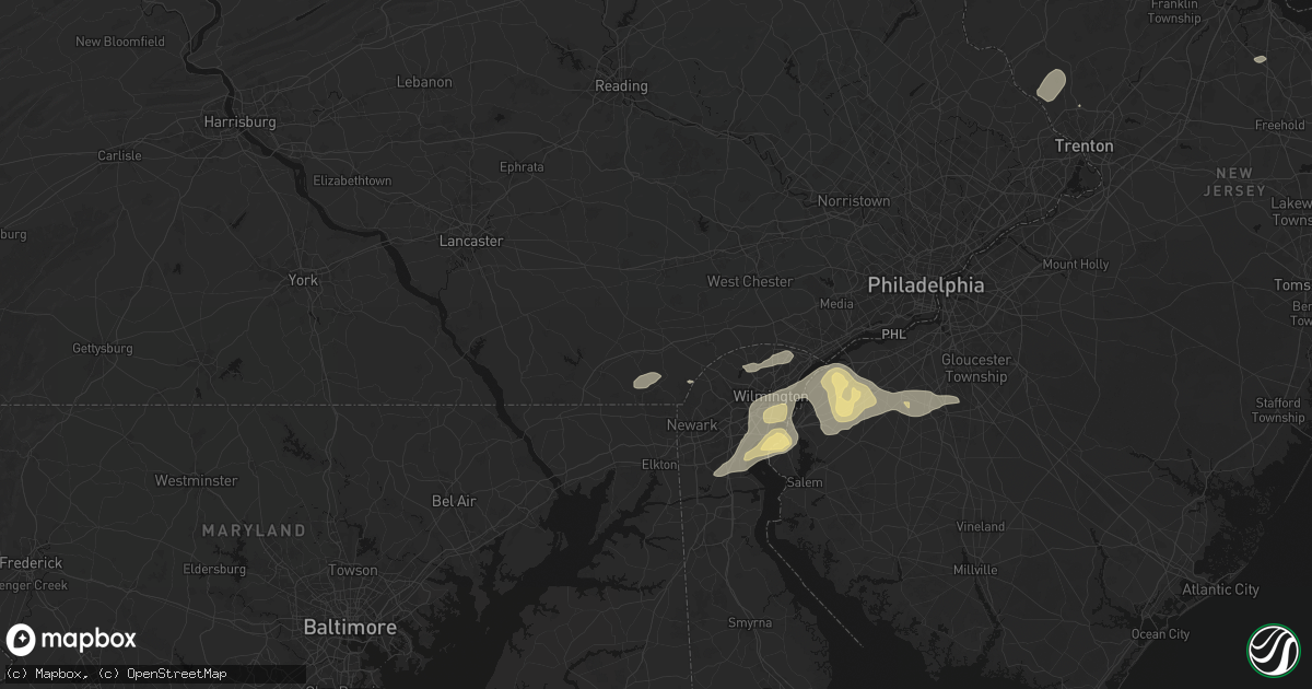 Hail map in West Grove, PA on August 27, 2026