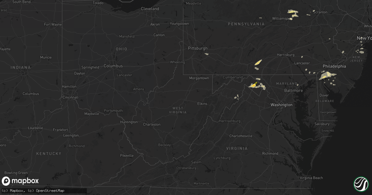 Hail map in West Virginia on August 27, 2026