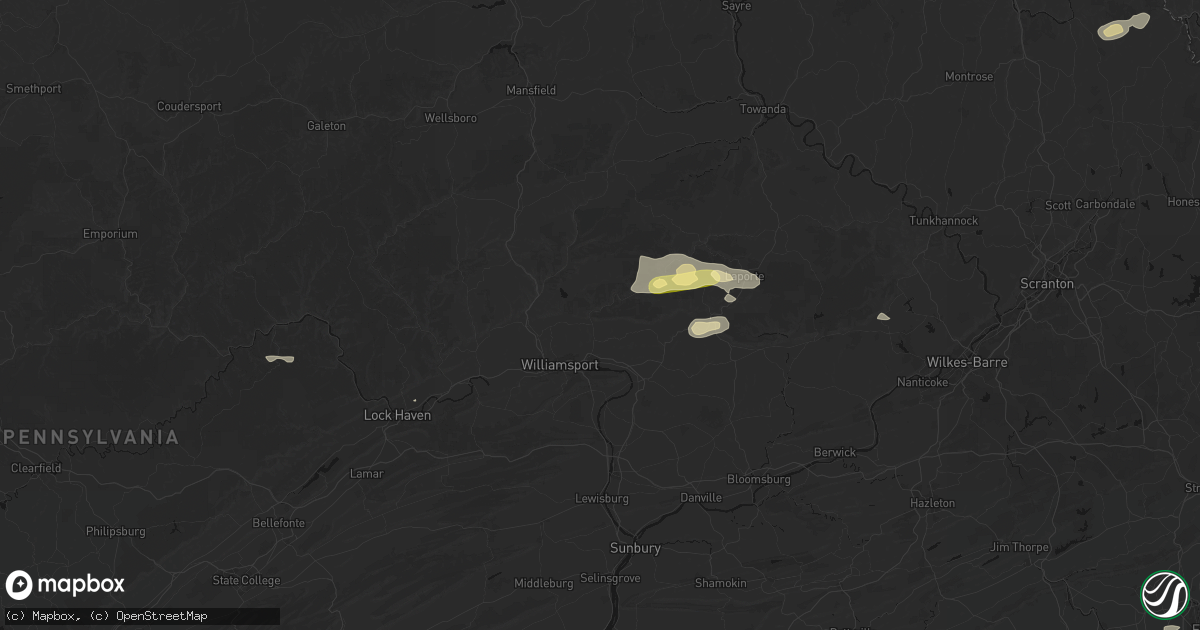 Hail map in Williamsport, PA on August 27, 2026