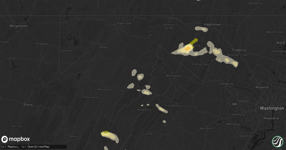 Hail map in Yellow Spring, WV on August 27, 2026