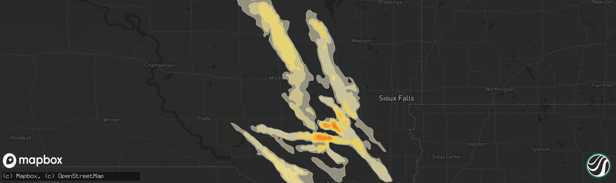 Hail map in Howard, SD on August 28, 2011