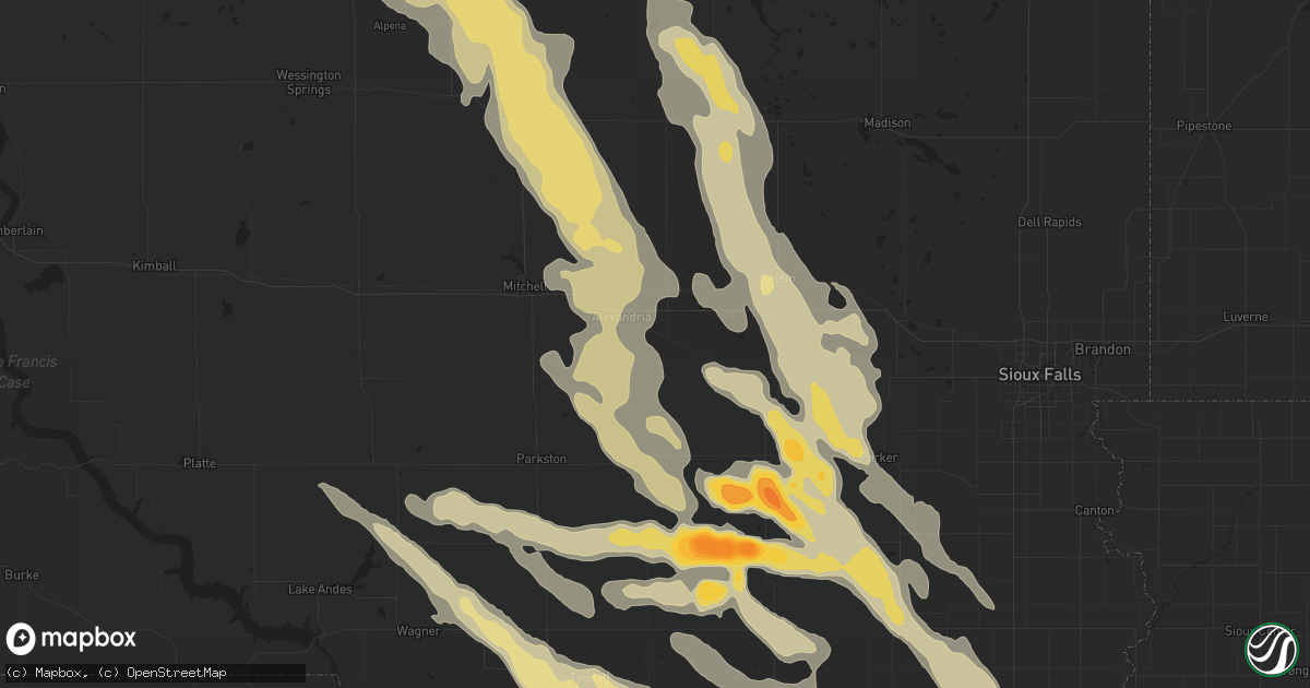 Hail map in Huron, SD on August 28, 2011